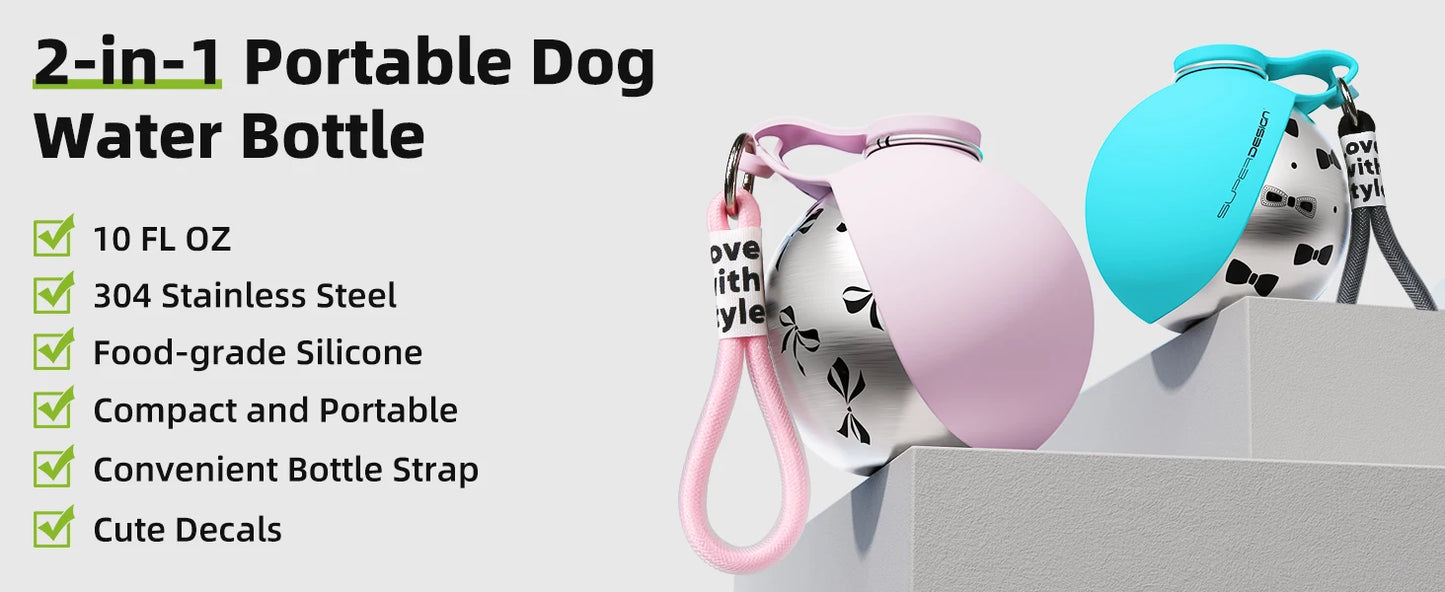Portable Dog Water Bottle – Leak Proof Travel Dispenser for Small Dogs