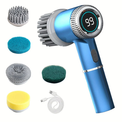 Electric Spin Scrubber – Cordless Kitchen & Bathroom Cleaning Brush with 5 Heads