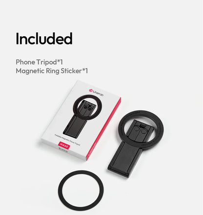 Foldable Magnetic Phone Tripod – Slim Stand for Vlogging & Livestream