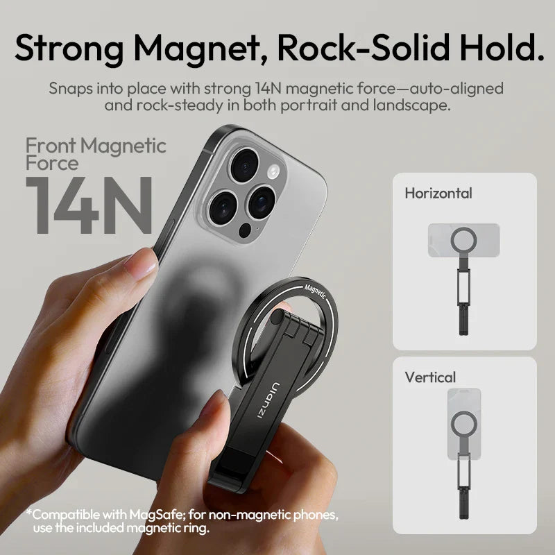 Foldable Magnetic Phone Tripod – Slim Stand for Vlogging & Livestream