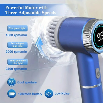 Electric Spin Scrubber – Cordless Kitchen & Bathroom Cleaning Brush with 5 Heads