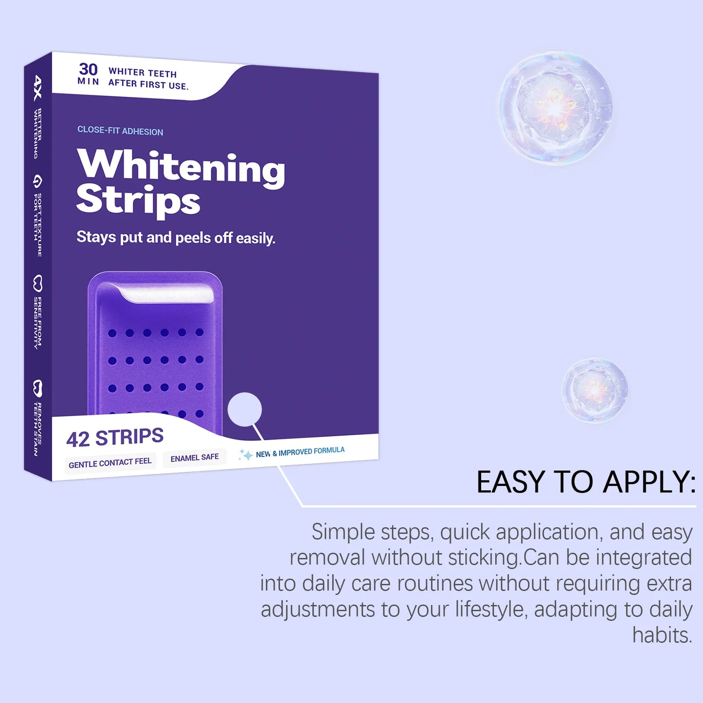 Purple Teeth Whitening Strips Improve Dental Yellowing Oral Cleaning Gel Teeth Bright Stain for Lasting Bright Smile