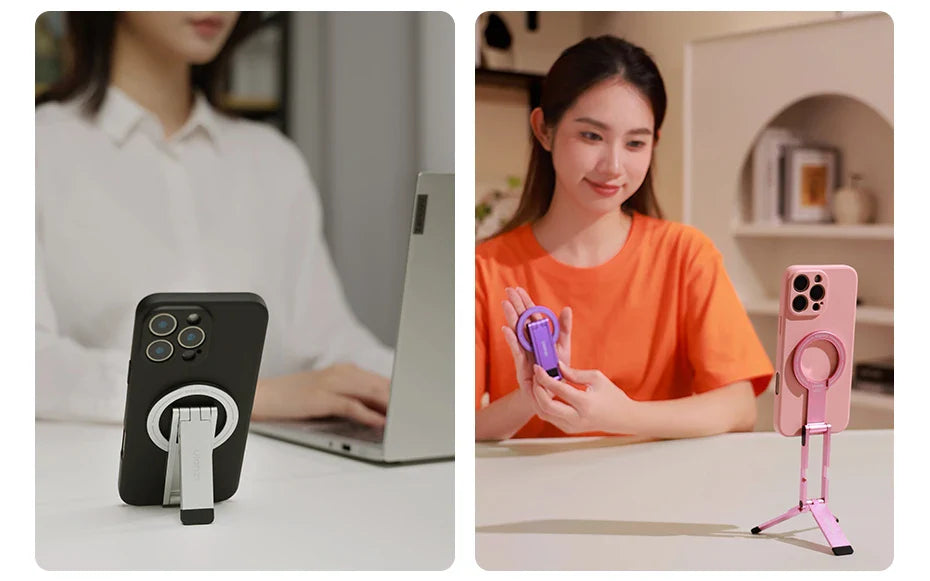 Foldable Magnetic Phone Tripod – Slim Stand for Vlogging & Livestream