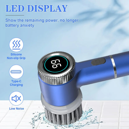Electric Spin Scrubber – Cordless Kitchen & Bathroom Cleaning Brush with 5 Heads