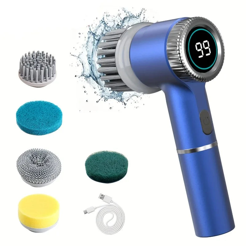 Electric Spin Scrubber – Cordless Kitchen & Bathroom Cleaning Brush with 5 Heads