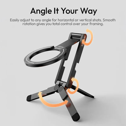 Foldable Magnetic Phone Tripod – Slim Stand for Vlogging & Livestream